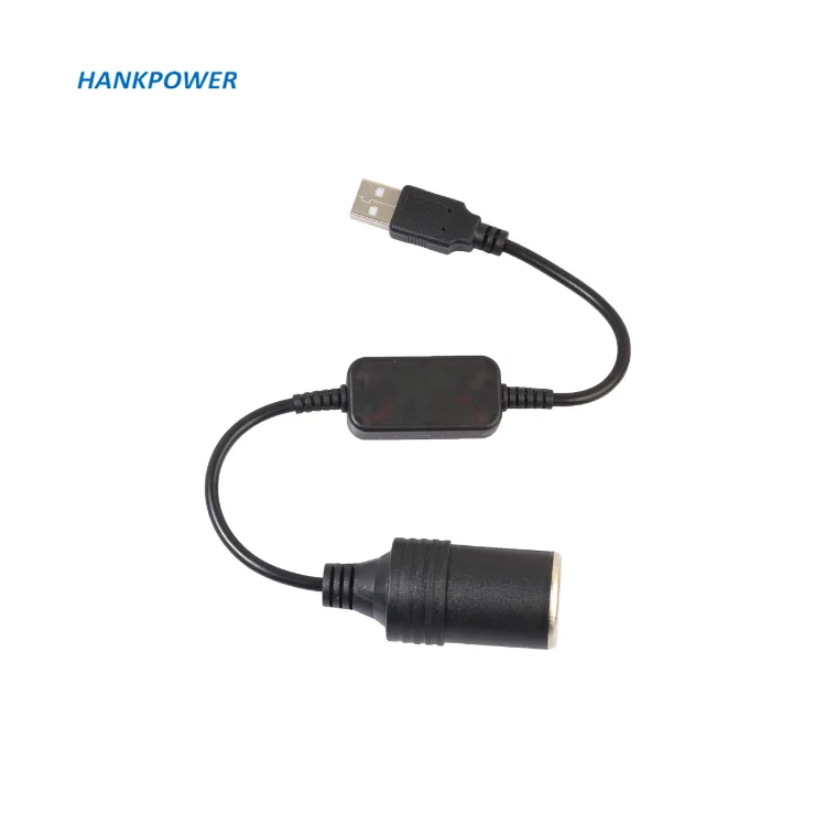 For Auto Accessories USB to Car Cigarette Lighter Socket Converter Step Up Cable USB 5V To 12V Converter Adapter