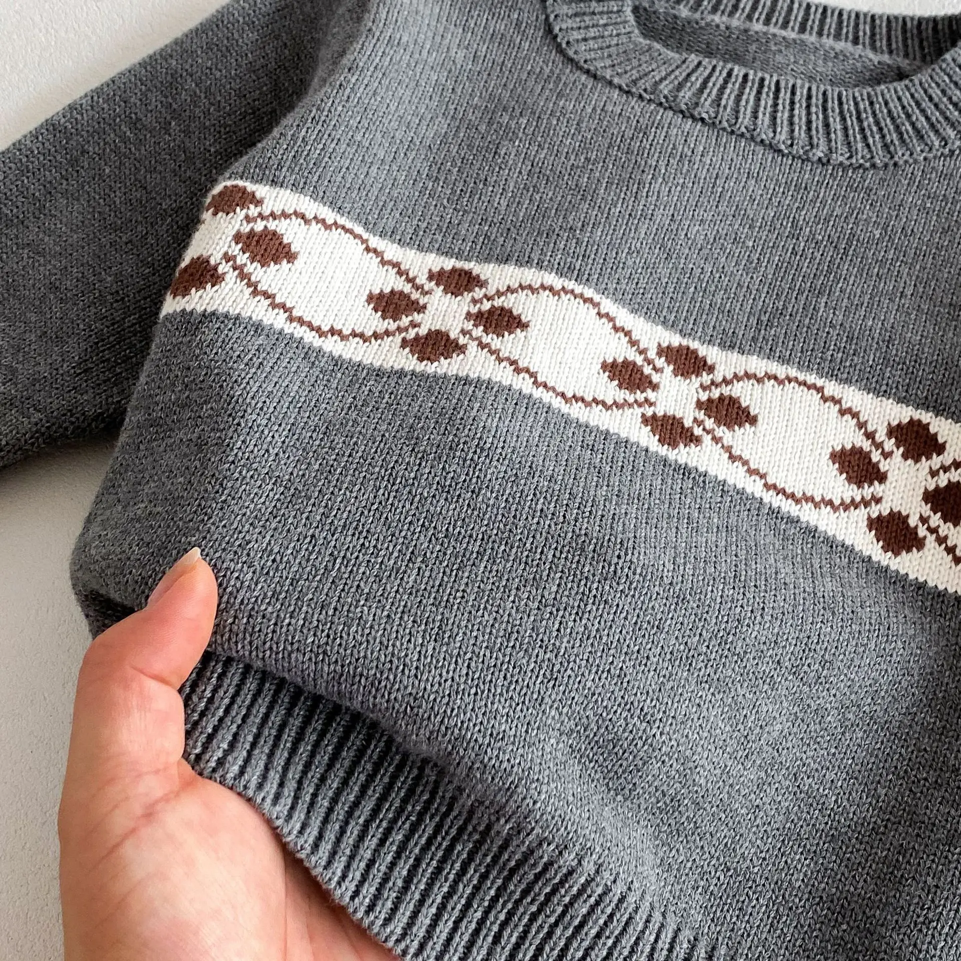 Baby clothing Autumn Korean cotton sweater autumn and winter soft waxy jacquard long-sleeved pullover knitted sweater