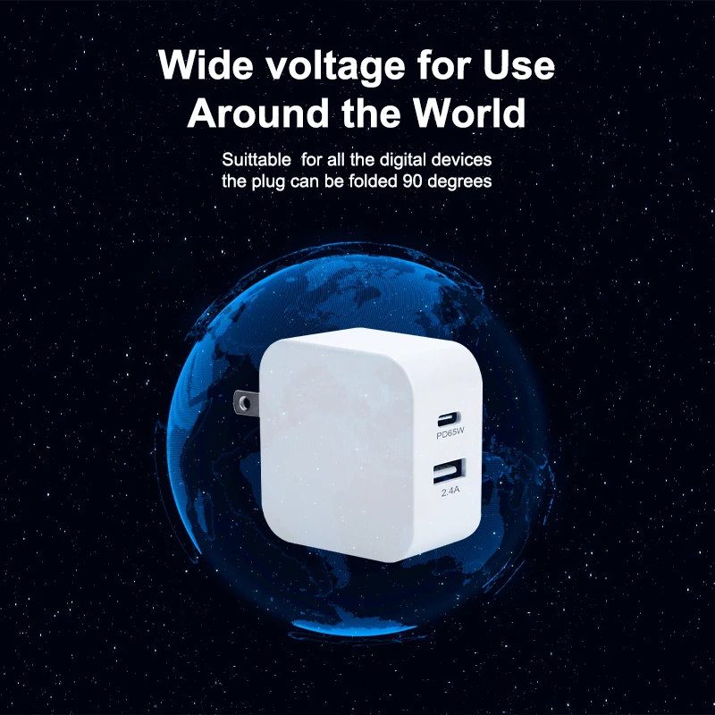 Быстрое зарядное устройство pd 65 Вт высокоскоростное двойное зарядное
