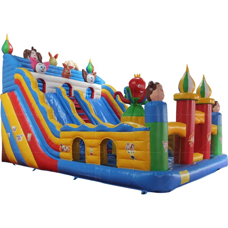 Commercial kids playground obstacle toboggan gonflable bouncy water slide combo bounce house inflatable bouncer jumping castle
