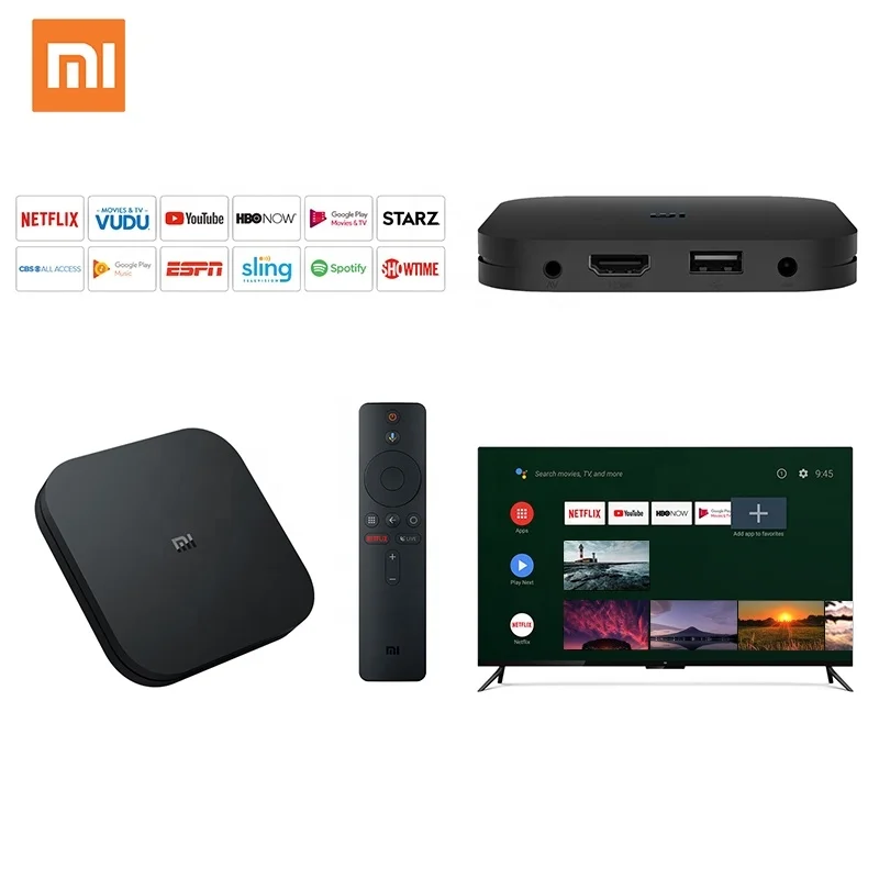 Global Version Xiaomi Mi TV Box S 4K HDR Android TV 8.1 2G 8G WIFI Cast Netflix Set top Xiaomi Mi TV Box