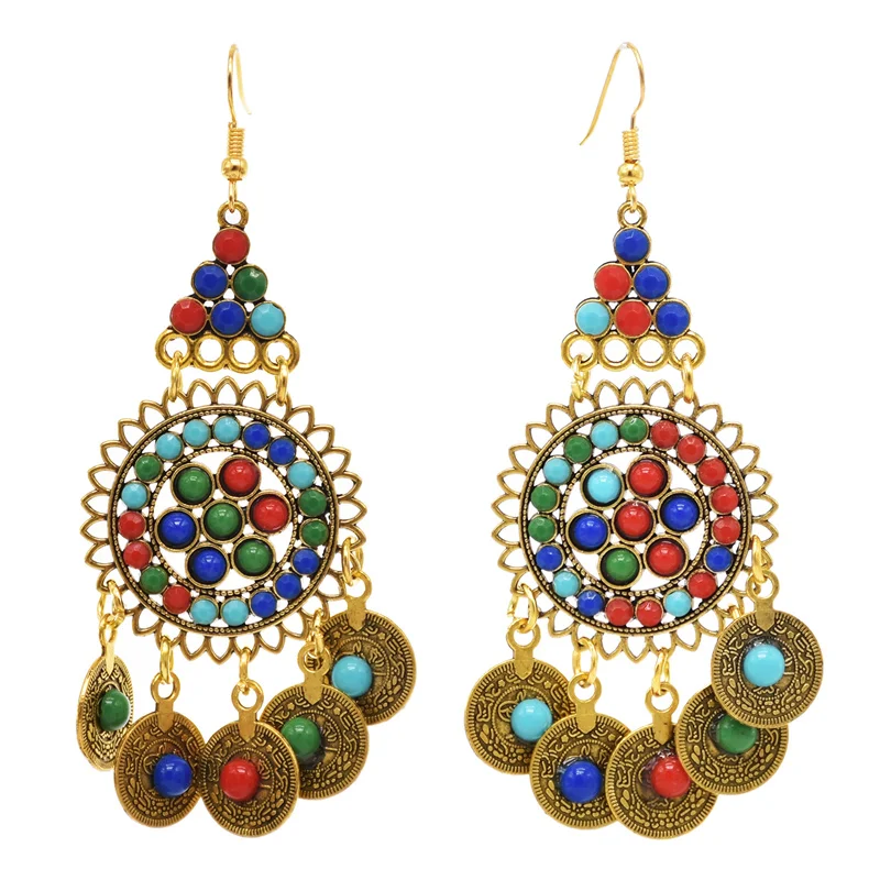 2024 Tibet Nepal Bohemia Minority ethnic group metal Drop Earrings Jewelry For Women