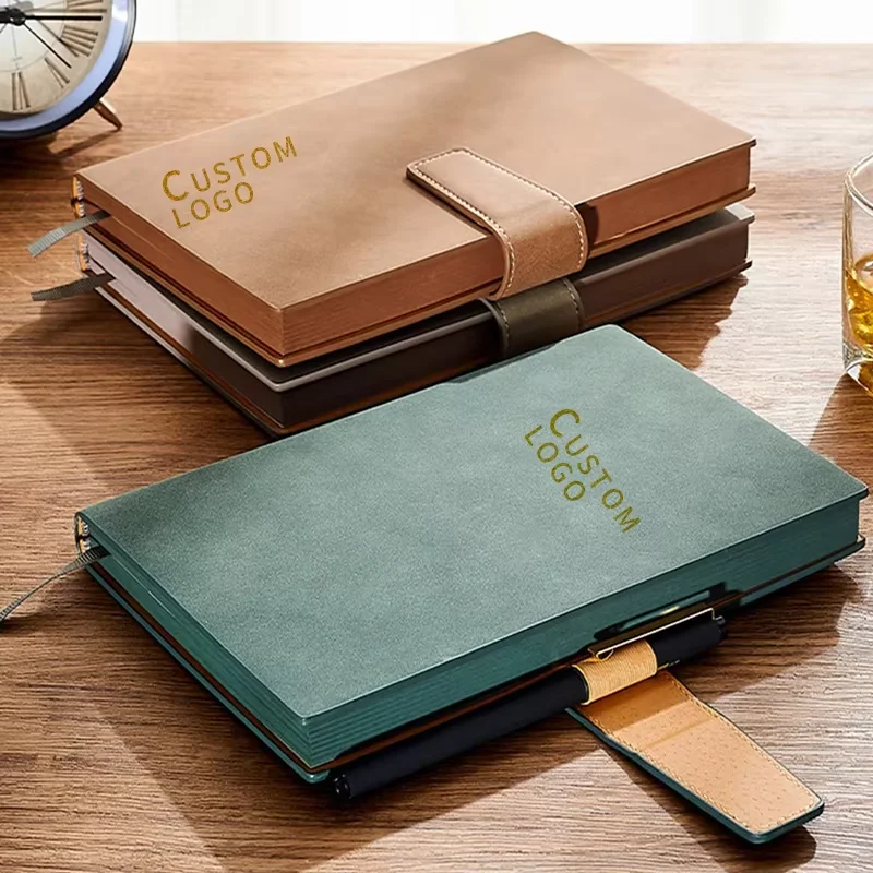 Custom logo design Color thickened Pu leather notebook Magnetic notebook and pen Custom stationery notebook gifts