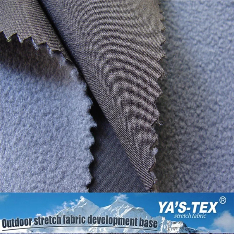Rip-Stop softshell fabric four way stretch bonded polar fleece with TPU membrane fabric