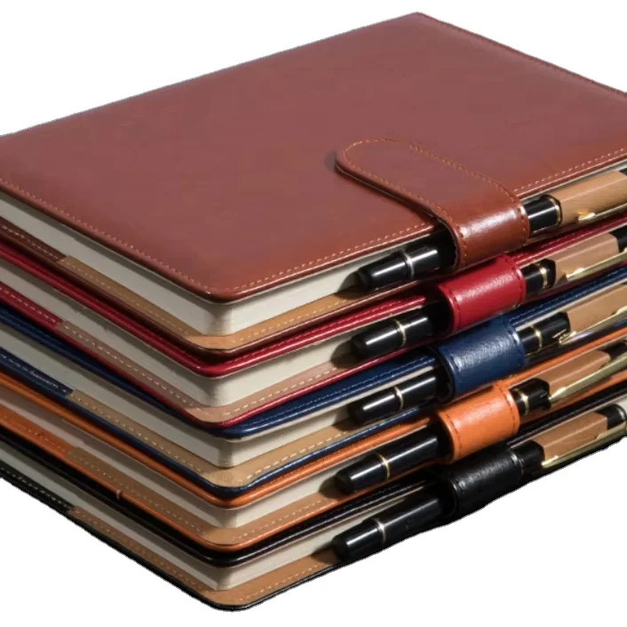 Personalized Customizable A5 Pu Leather Hardcover Notebook Promotional Printed Logo Binding Elastic Strap Notebook for Students