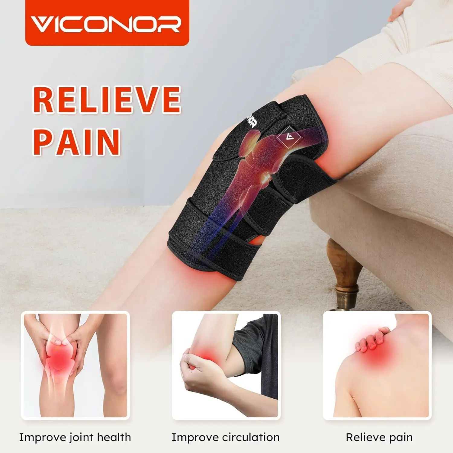 APP Control Red Light Therapy Device for Knee Elbow Joint Pain Therapy Pad with 660nm Light and 850nm Near Knee Infrared Light