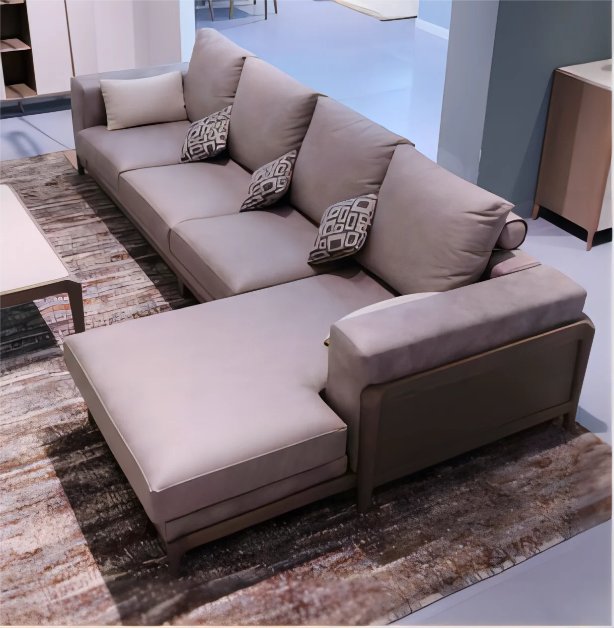 Huahe HK16031 Living Room Furniture Set ISOLA Simple Modern Italian Solid Wood Corner Sofa & Concubine Bed Durable Stylish Sofas