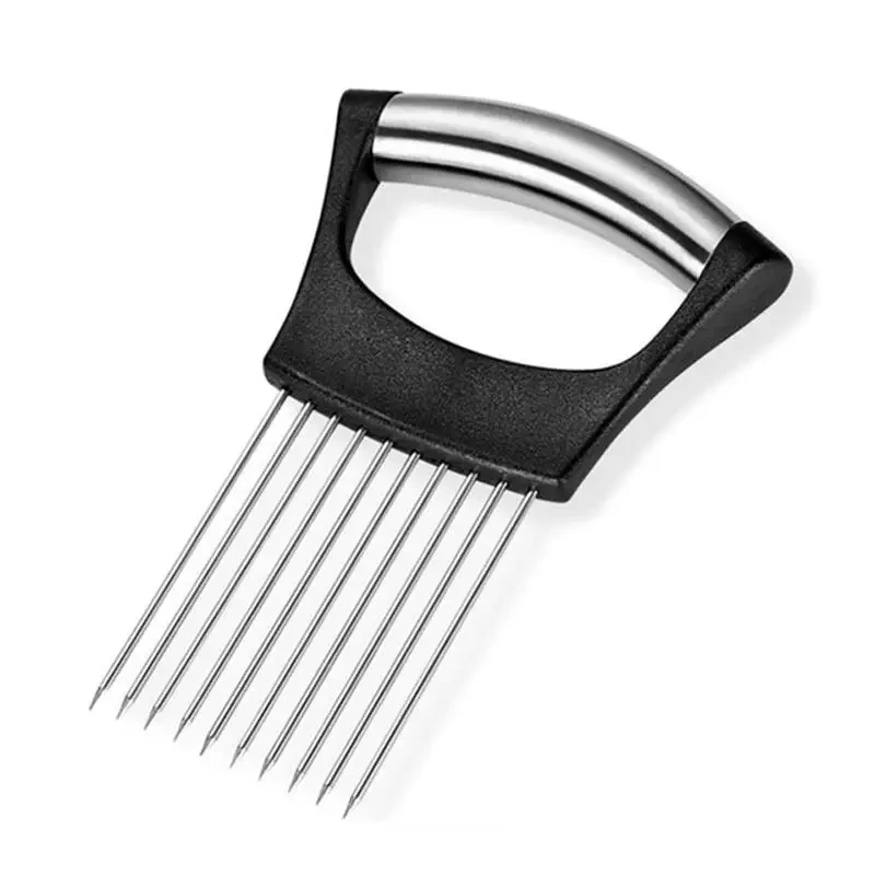 Steel Onion Needle Easy Slicer Cutter Tomato Safe Fork Handheld Vegetable Knife Kitchen Multifunctional Onion Holder Slicer