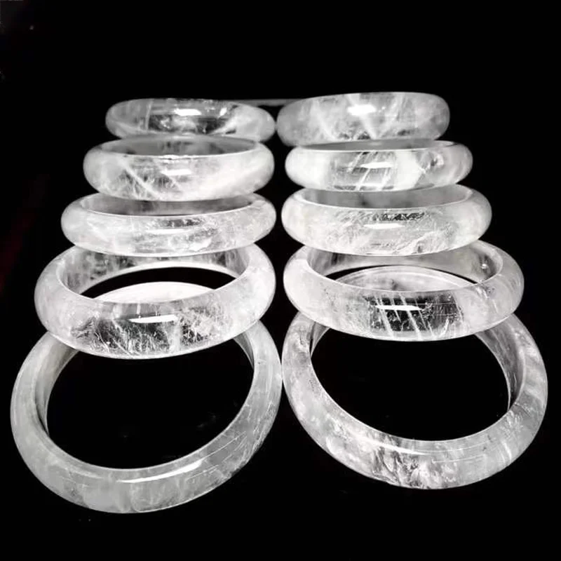 Natural Polished White Clear Quartz Crystal Bangle & Bracelet Jewelry Clear Quartz Bracelet Crystal Jewelry