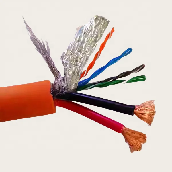 high flexibility, tensile and wear-resistant 2/4/8-core double shielded network cable + power composite cable combined wire