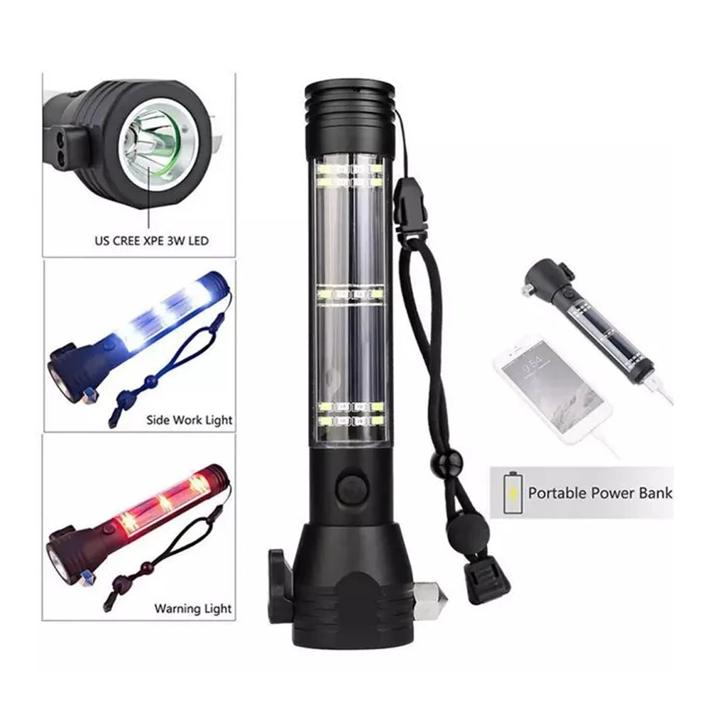 
Police Multifunction Emergency Self protection Rechargeable Flashing Torch LED Flashlights 