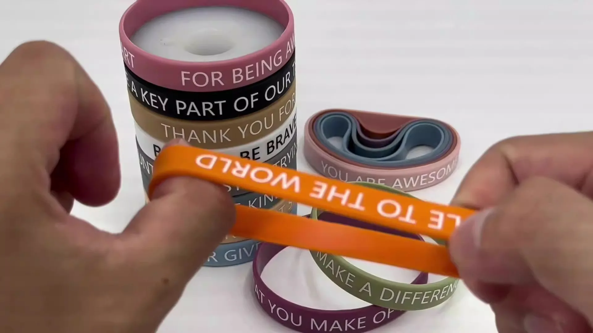 Motivational Quote Love Powder Assorted Colors Silicone Wristbands