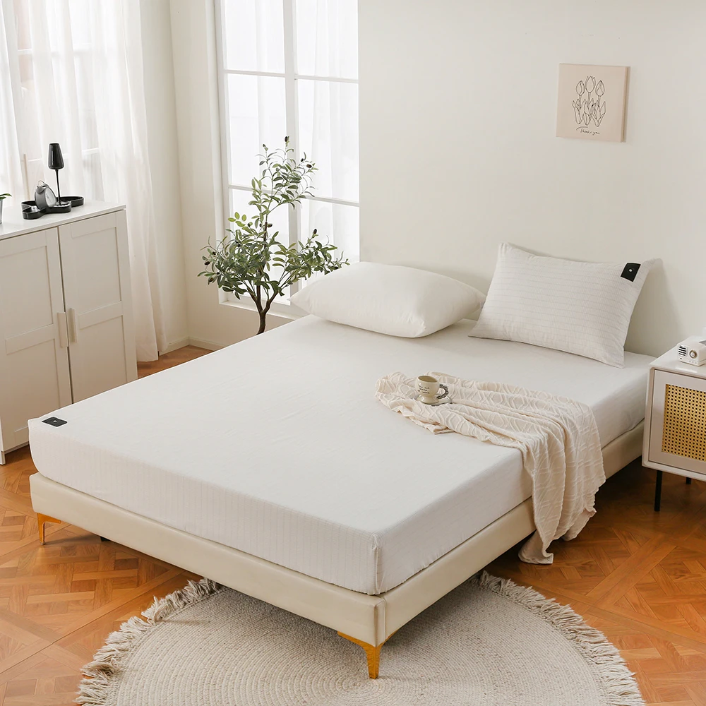 Silver Cotton Conductive Grounding Earthing Bed Fitted Sheet With 4 m Cable Wire Plug For King Size Bed