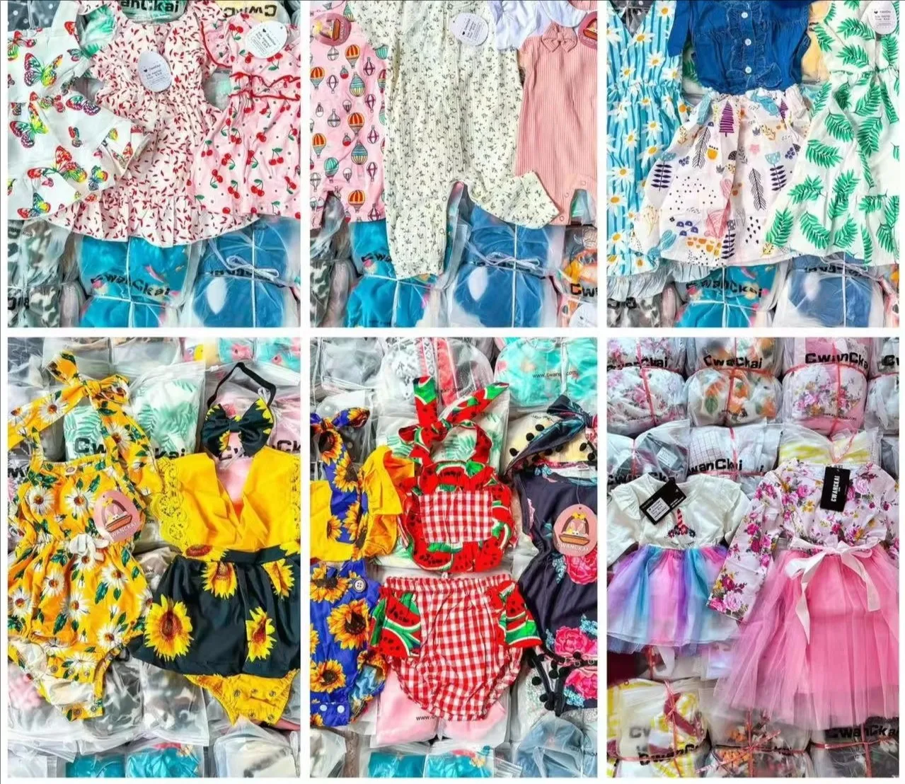 2024 Hly Wholesale stock  Kids Apparel For Summer Wear For 0~12 Year Old Girls Boys Children Mix Dress Pure Sets