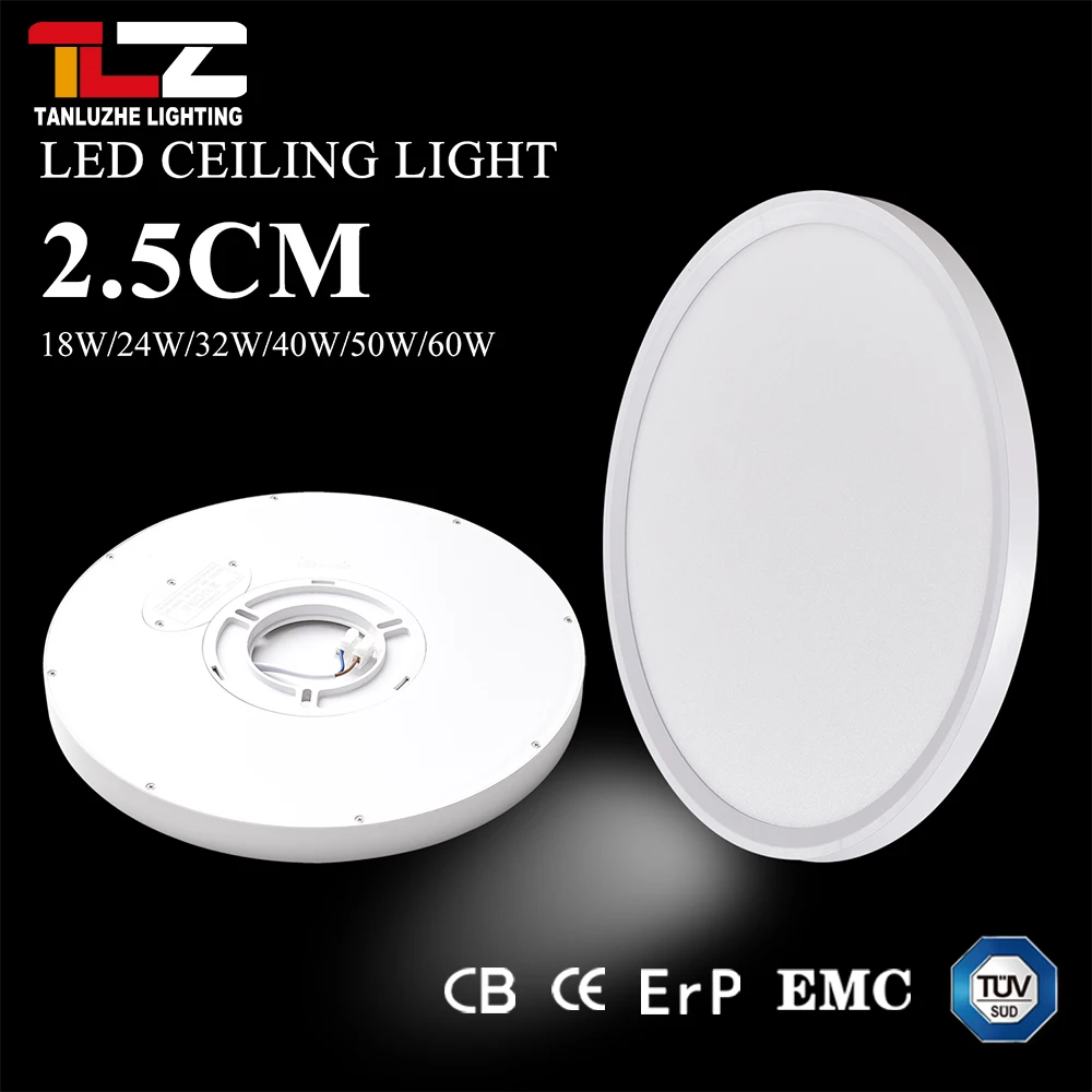 China Manufacturer White Black Ultra-Thin Ceiling Flush Mount Lamps LED Light for Home Hotel Office Round Modern Ceiling Lights