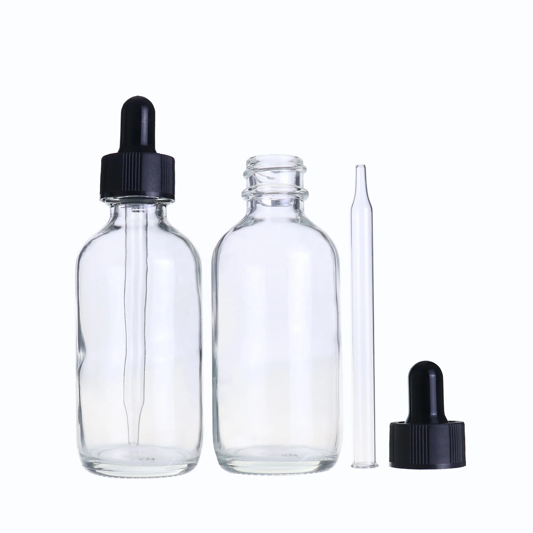 1oz 2oz 30ml 60ml Boston Amber Clear serum oil Glass Dropper Bottles With Pipette
