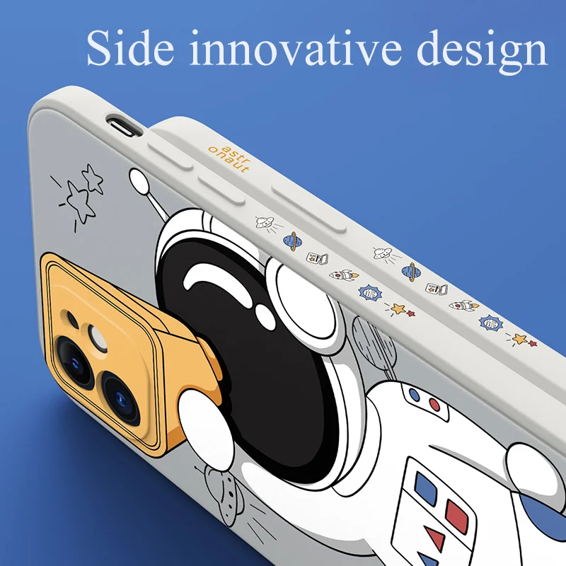 Ins Style Astronauts Spaceman Printing Phone Case Silicone Cute Cartoon Design Cover Case for iPhone 13 11 12 PRO MAX 6 7 8 x xs