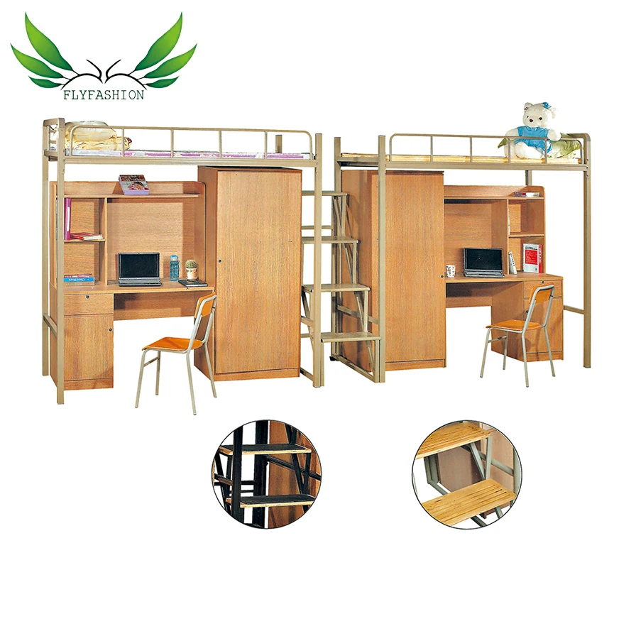Student bunk bed with study table/metal bunk bed with desk