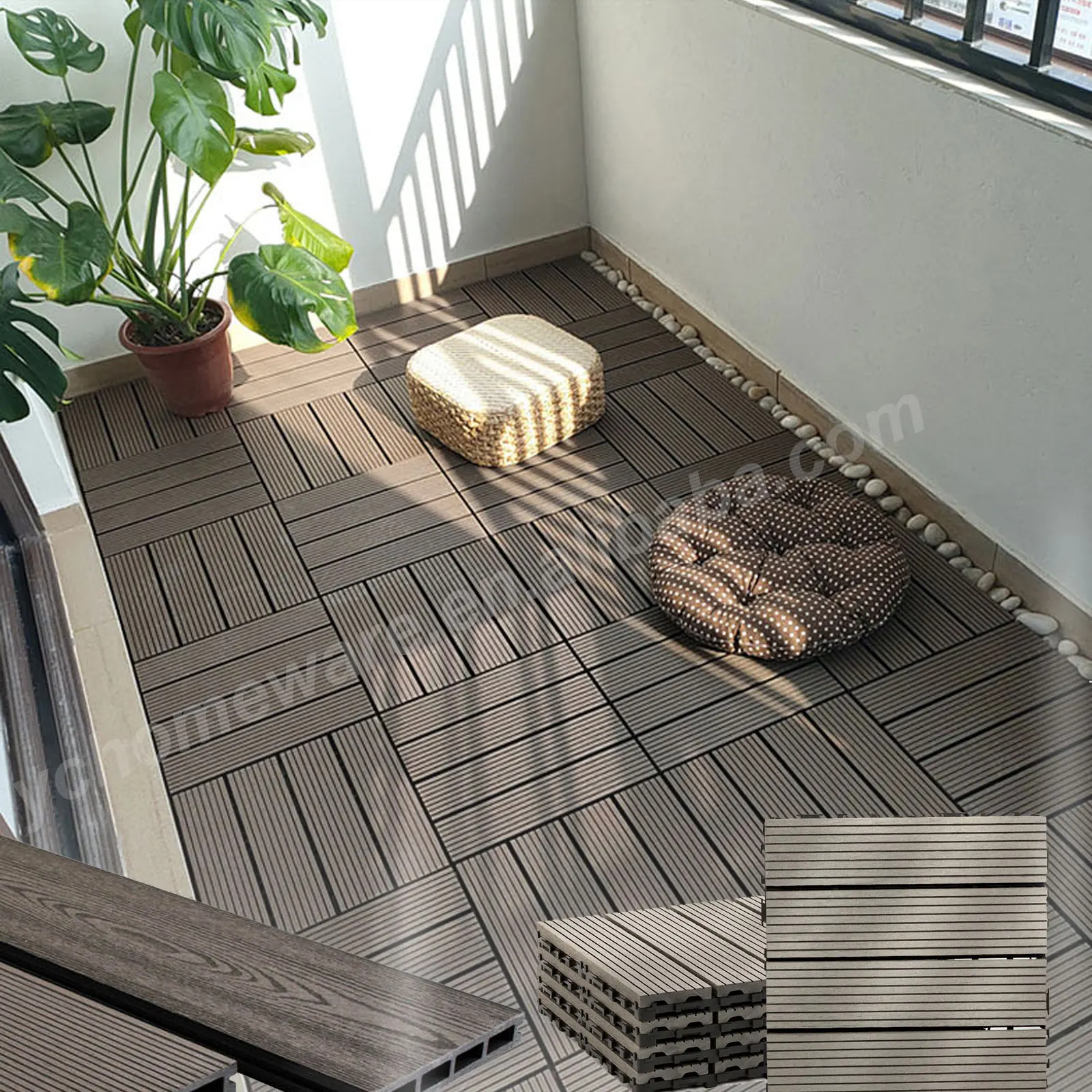 Modern Graphic Design WPC Composite Decking Boards Grey Wood Floor Outdoor Water Resistant outdoor decking