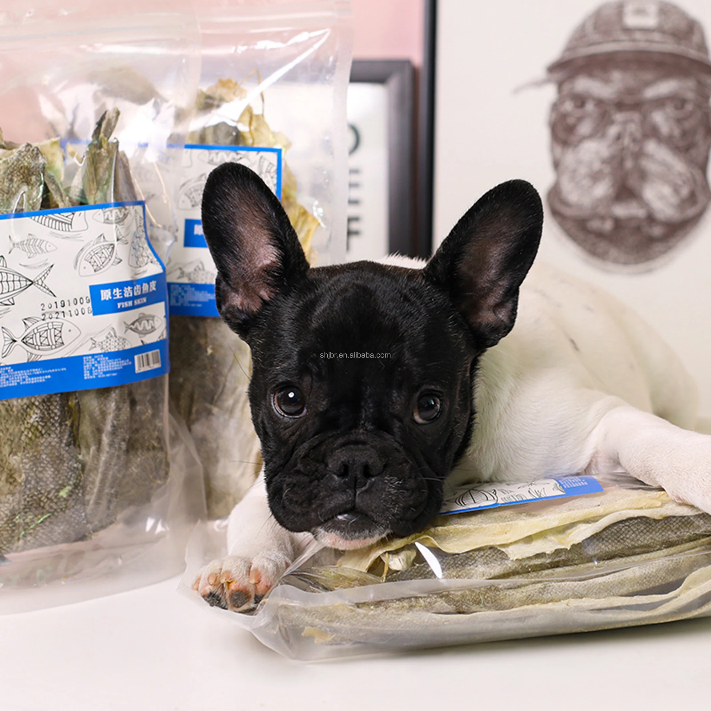 Собака жевательная, высушенная на воздухе, кожа трески, рулон для чистки кожи рыбы, закуска для зубов, питательные закуски, богатые собачьи жевательные закуски (100 г)