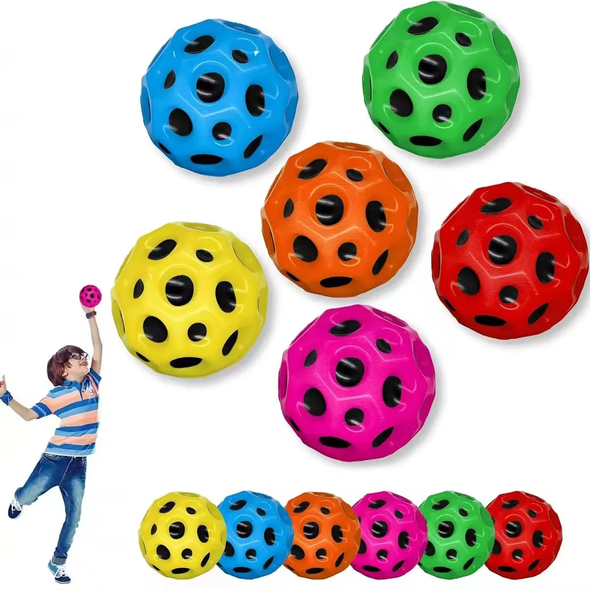 Moon Ball High Bouncing Balls 6.3 6cm PU Foam Custom Pet Toy Sport Outdoor Squeeze Bouncy Ball