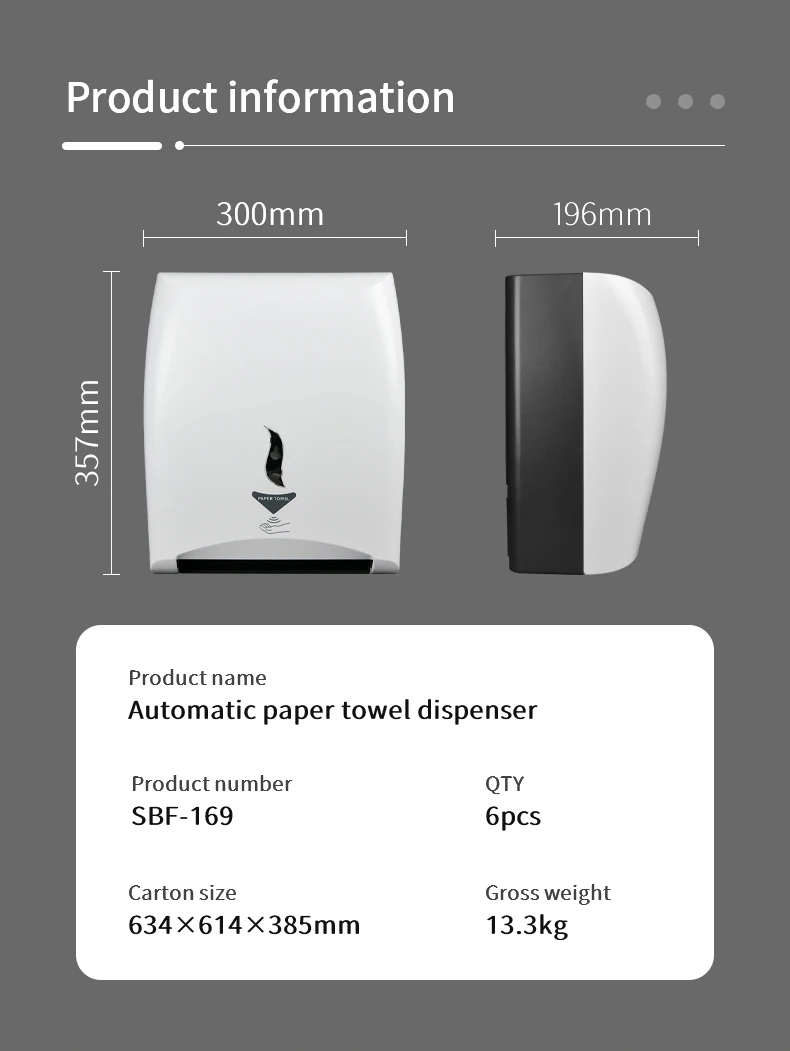 Kitchen bathroom plastic automatic sensor hand paper towel roll holder wall mounted