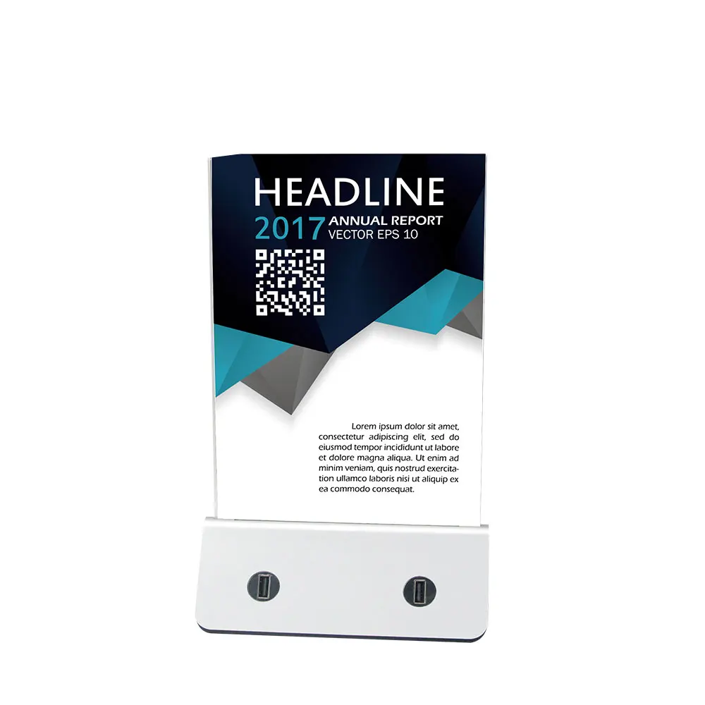 
Advertising Charging Function Combined Power Bank Menu Holder Table Charging Station 