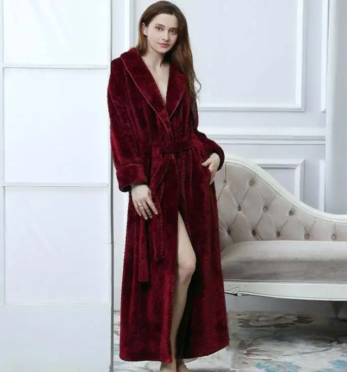 High Quality Long Kimono Flannel Robe Women/men Nightgown Super Soft Bathrobe Homewear Home Wear Unisex Flannel Bath Robe Winter