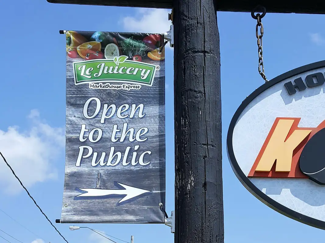 Bestful Signs Campaign Street light pole double sided banner with brackets and pole