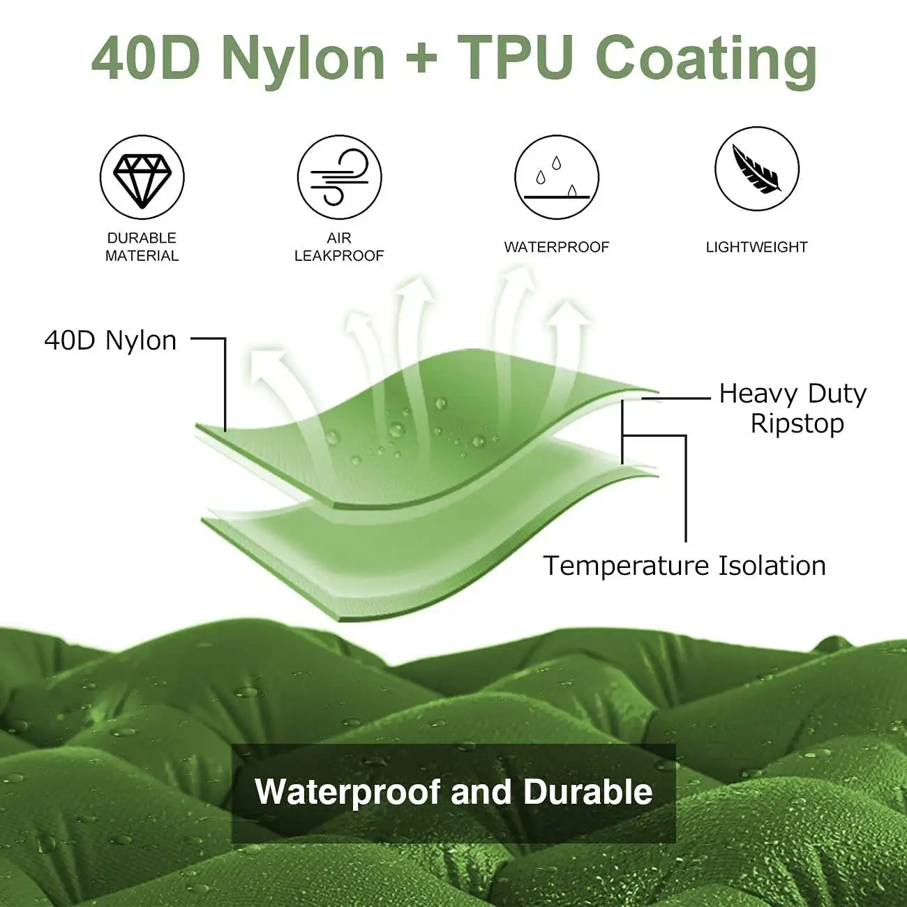 GoalFit 2024 Hot Selling Outdoor Camping Inflatable Air Mattress 40D Nylon Light Weight Mat for Camping Traveling