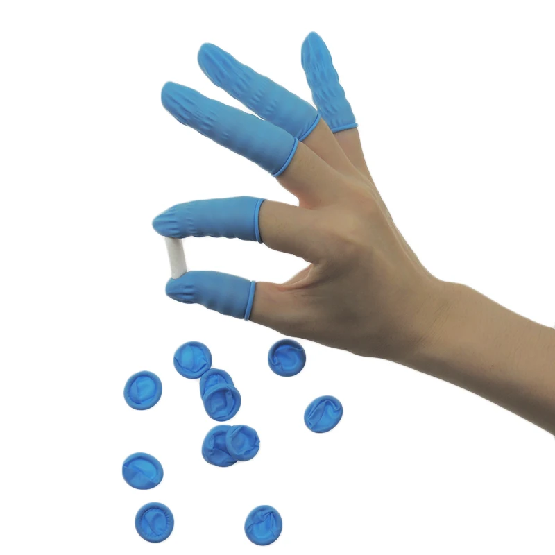 CR0459 Blue Food Latex Finger Cots Rubber Finger Cots Nitrile Finger Cots for Cleanroom