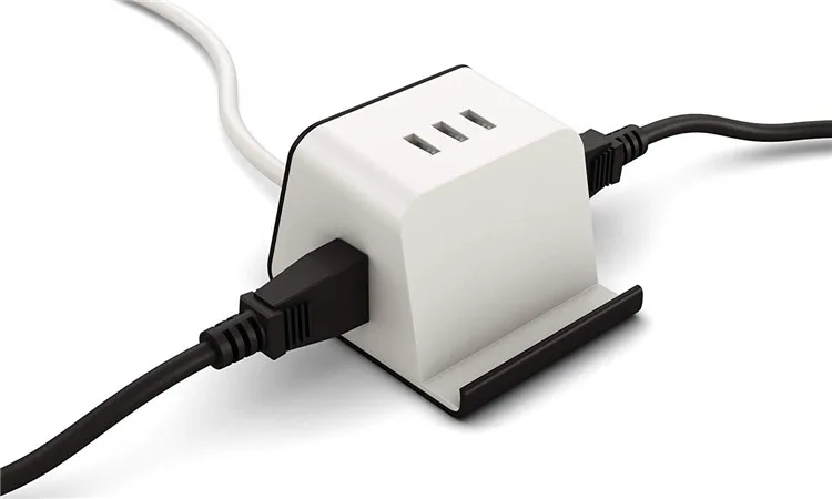 
Small Moq Desktop 2 Outlet Electrical Surge Protector Usb Multiple Charger Cube With Phone Holder Power Strip 