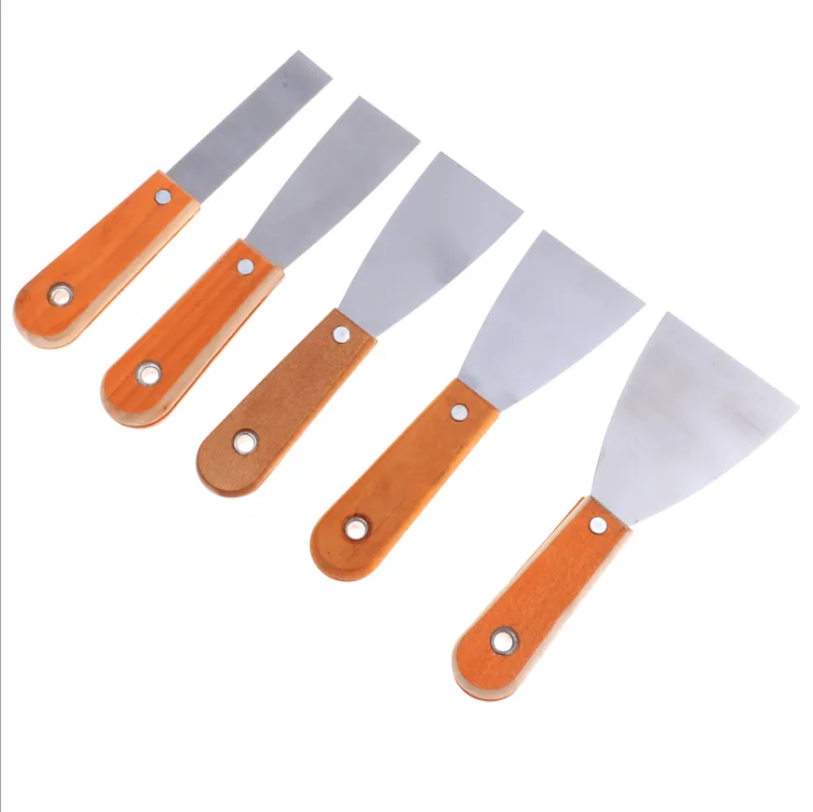 Mirror surface double clip stainless steel putty knife wooden