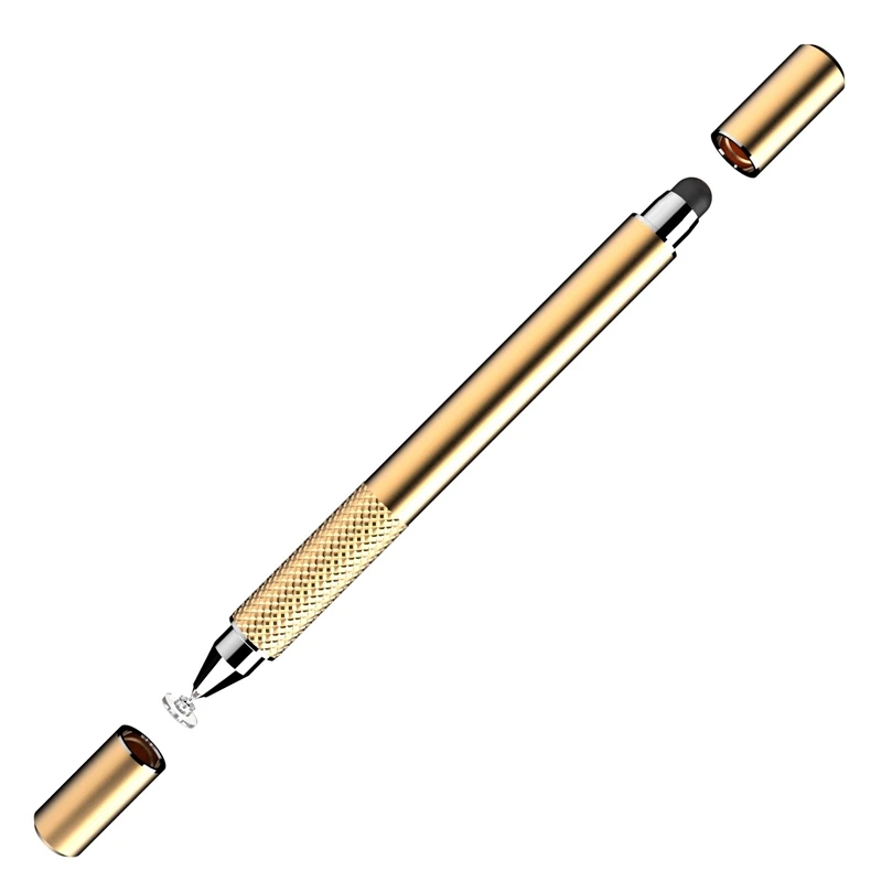 Customized univers mobile phones stylus pen 2 in 1 metal touch pen with disc pen tip for touch screen devices