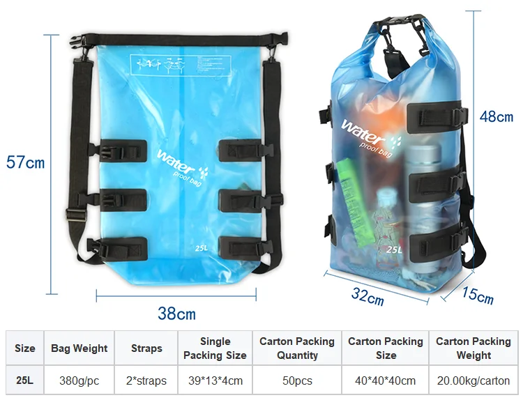 Custom Logo Outdoor Sports Beach Sack Transparent Ocean Pack Water Proof Clear Waterproof Dry Bag Backpack