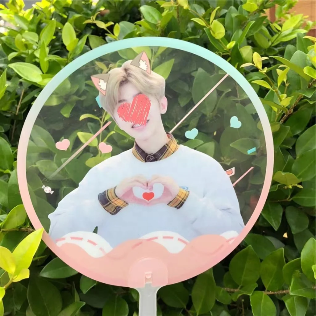 Custom New Plastic Transparent Kpop Mini Fans and Cute Hand Fan Double Side Mini Fan Plastic Kpop Picket