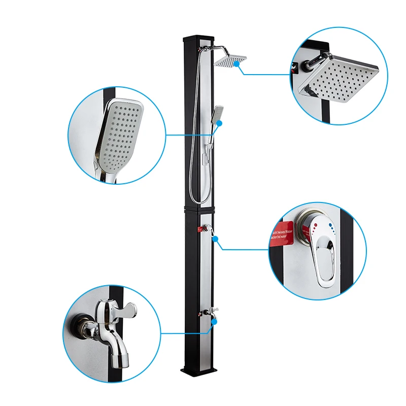 BONNY 40L Large Capacity Square Outdoor Garden Swimming Pool Solar Stainless Steel Shower