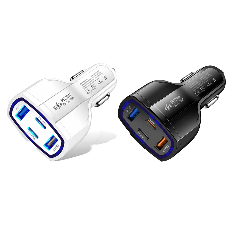 Сертифицированный CE FCC Rohs PD20W USB A Type C портативный 5 портов 4 в 1 быстрая зарядка Usb Автомобильное зарядное устройство