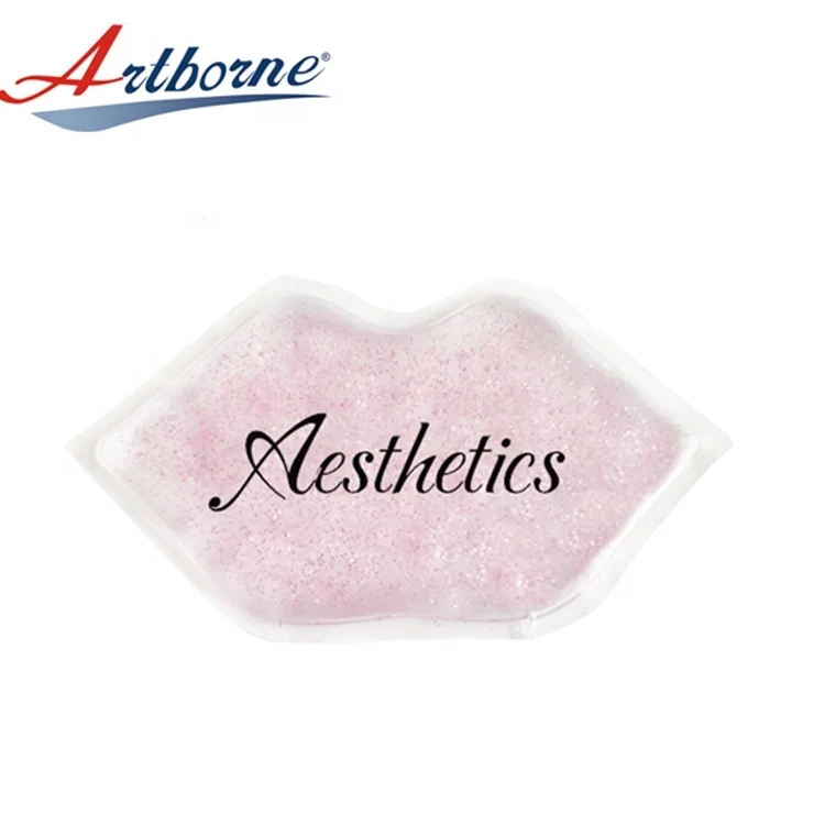 Reusable Hot Cold Gel Packs with Glitter Lip Shape Ice Gel Pack pink Mini lip Shaped Beauty Gel Custom Lip Ice Pack