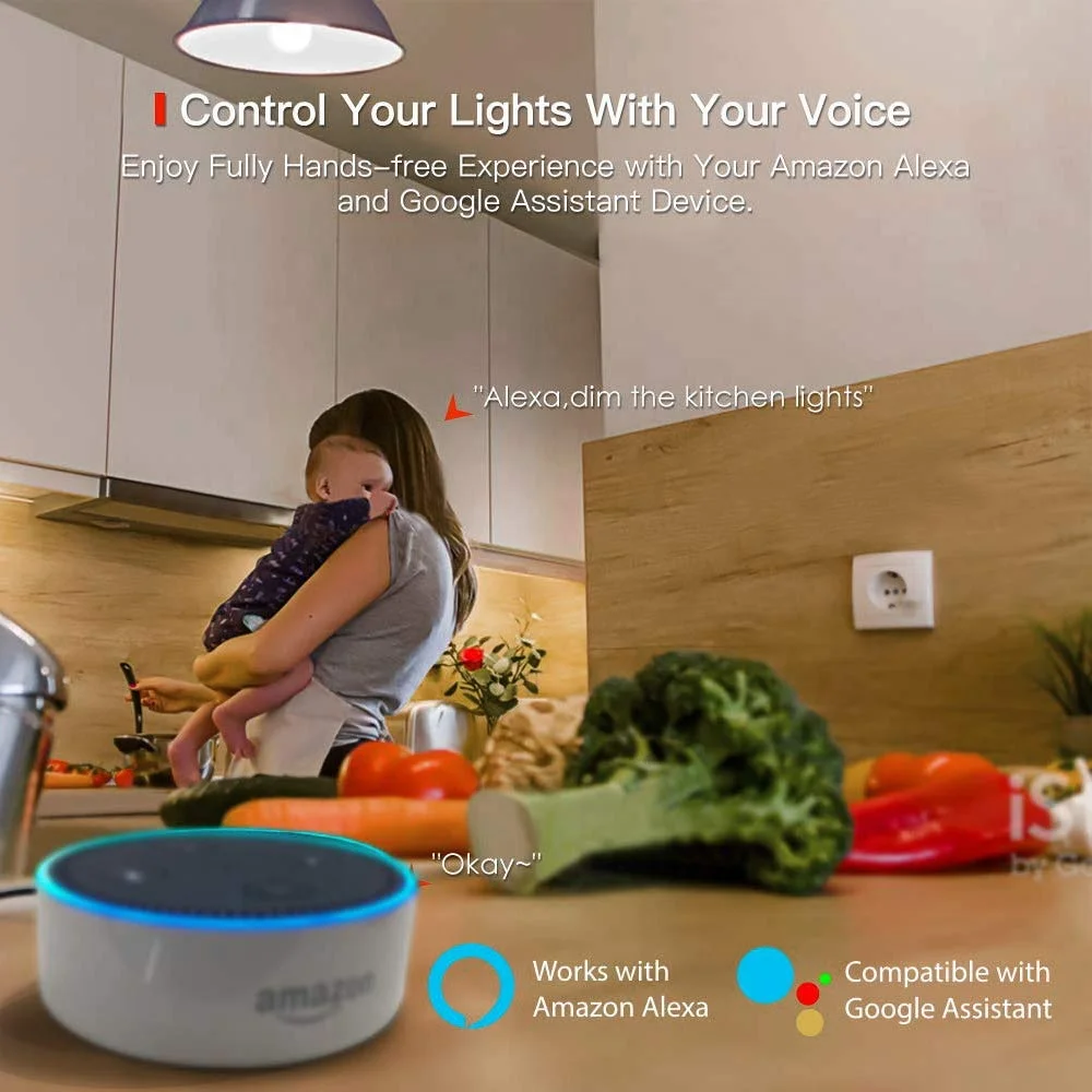  Прямая продажа с завода светодиодная лампа 9 Вт Smart Wi-Fi RGBW работает Alexa Google Assistant