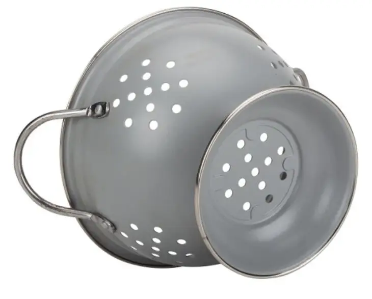 Enamel Steel Colander & Vegetable Strainer, 5 Quart, White