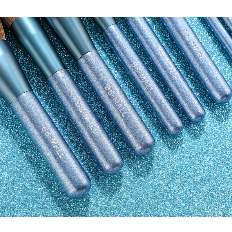 
BS-MALL Customize Makeup Brush Synthetic Hair 14pcs Blue Makeup Brushes Kit Private Label Amazon Make Up Brushes 