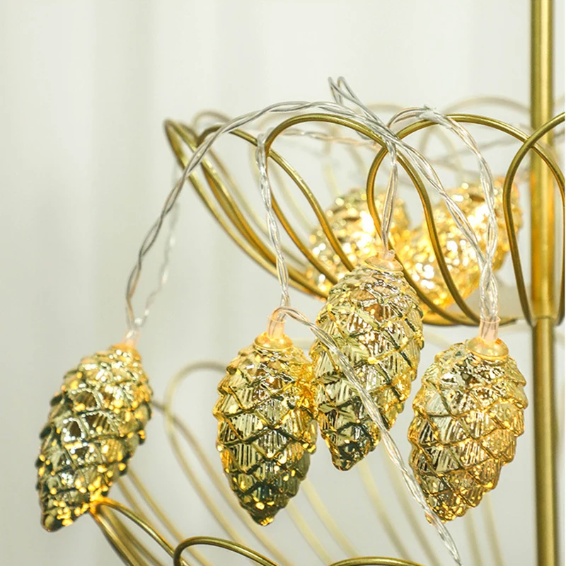 1.5M 10 Led Pine Cone Fairy Lights Christmas Decoration 2023 Festoon Tree Decor Christmas Lights New Year Garland