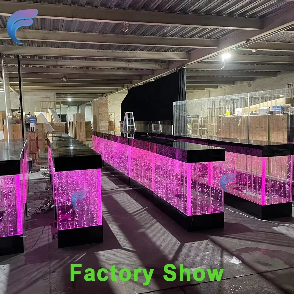 High Quality LED Lighted Bubble Bar Reception Table with Gradient Color Print for European Style Home Decor