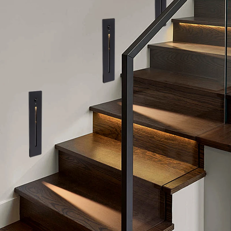 Stair Step Light Recessed Hidden 3W 120 Degree Wide Angle Human Body Sensing LED Wall Light