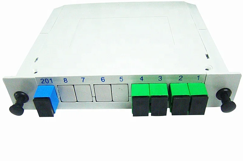 China ZKP 1X4 Fiber Optical Splitter PLC Splitter Insert Type Fiber Optic Divider with Adapter SC/APC