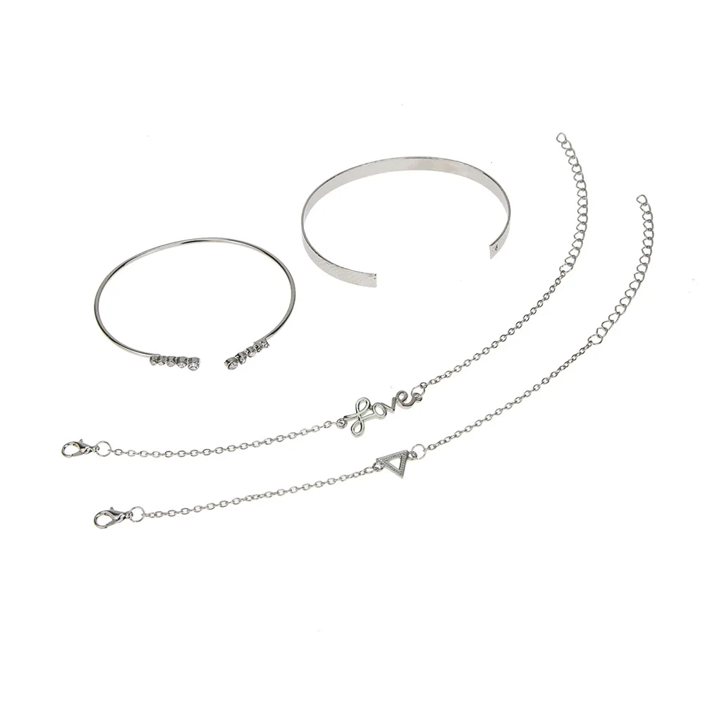 Aug jewelry hot-selling wholesale simple retro shell moon geometric multilayer tassel alloy set ring rhinestone bracelet