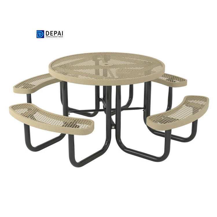 Round Shape Outdoor Furniture Powder Coated Picnic Tables with Low Price