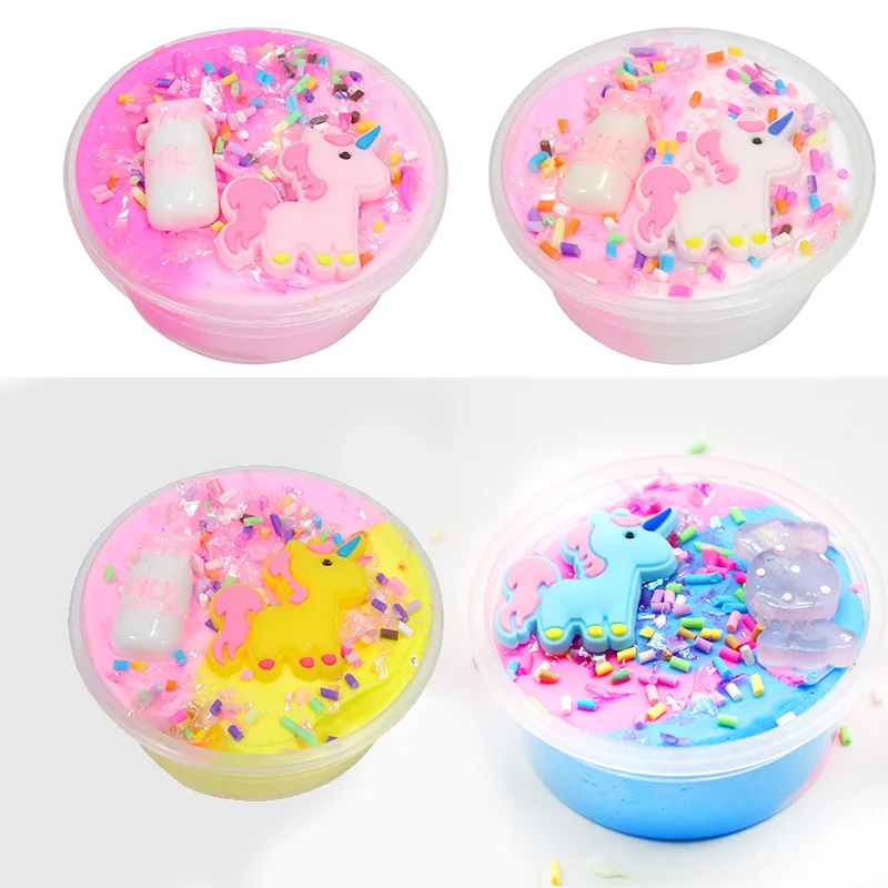 Clay Pva Slime Toy Unicorn Colored Butter Slime Kit Glitter Unicorn Slimes For Kids