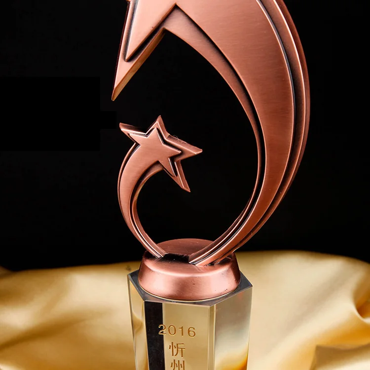 
Custom wholesale 3 colors k9 crystal trophy metal star for award 